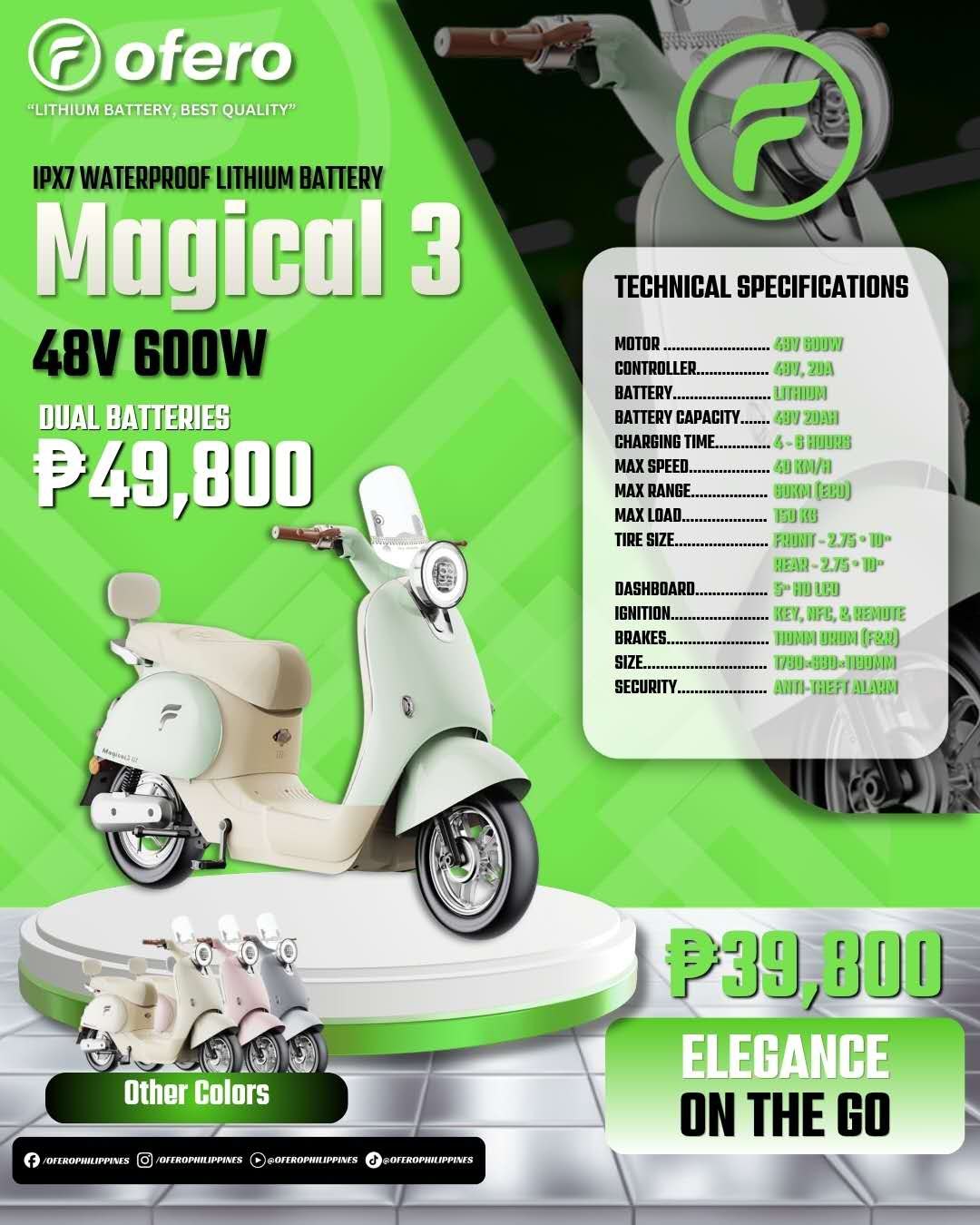 Ofero Magical 3 electric vehicle Philippines