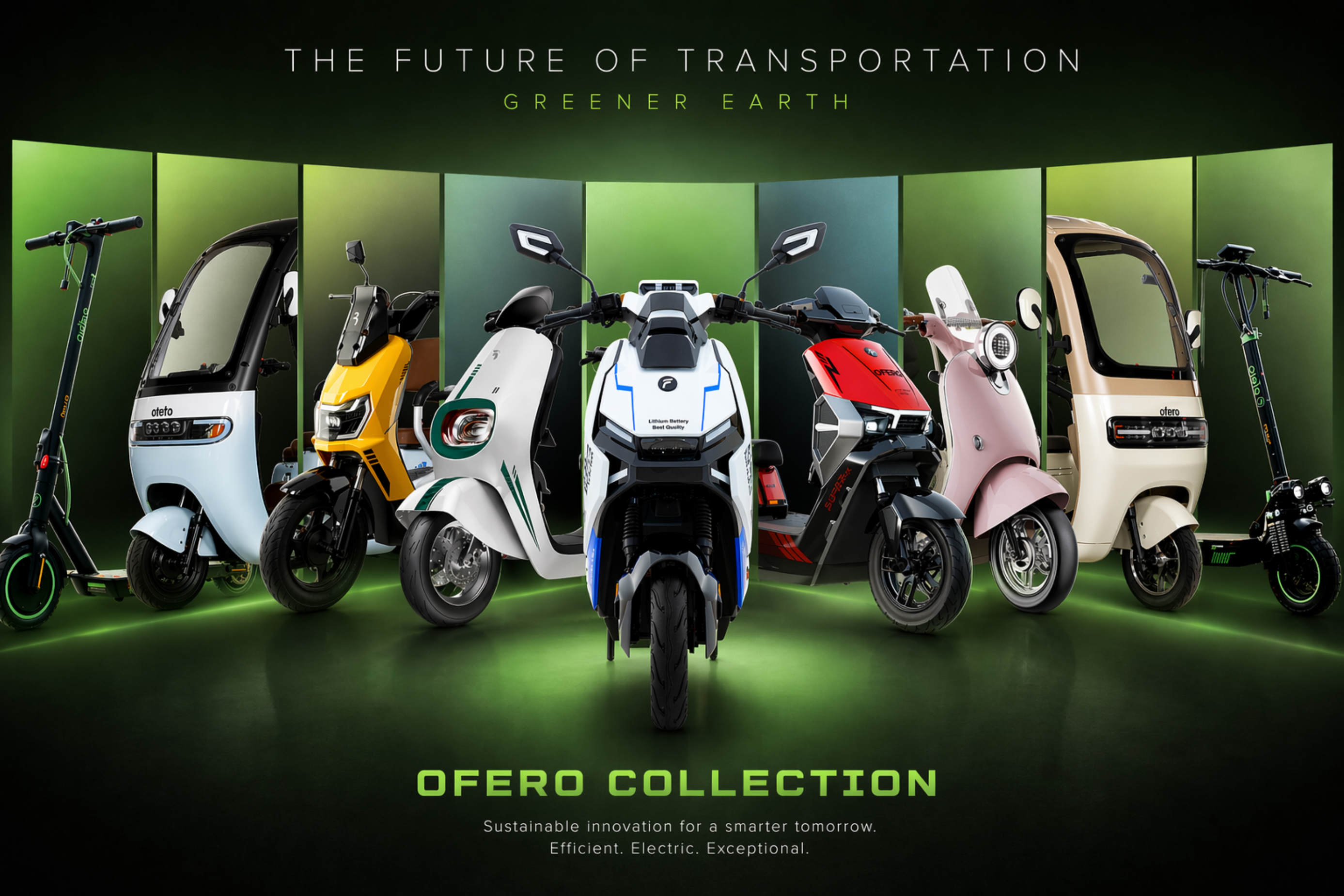 OFERO Collection with electric scooters, e-trikes and electric bikes